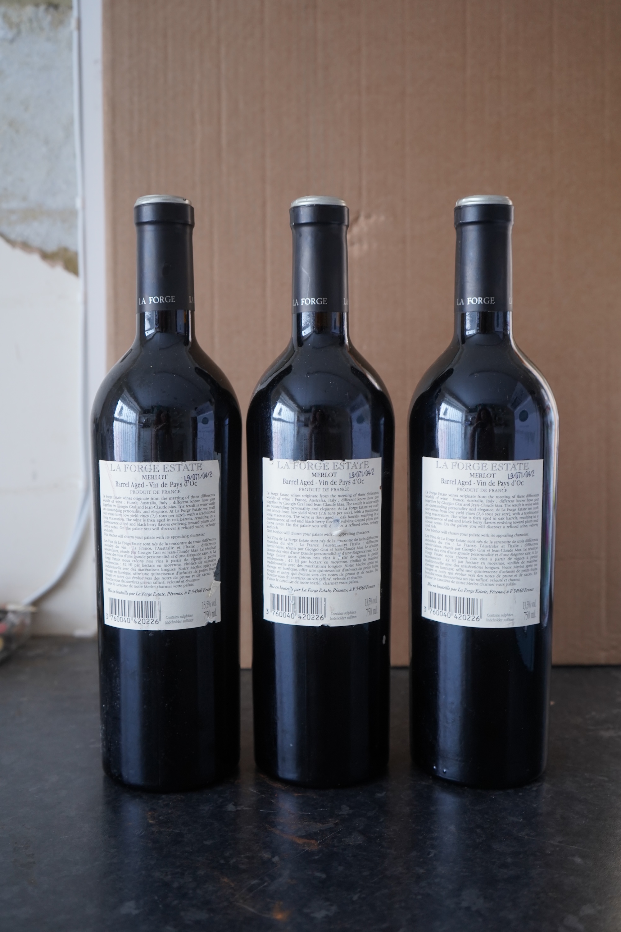 Ten bottles of 2008 La Forge Estate Merlot